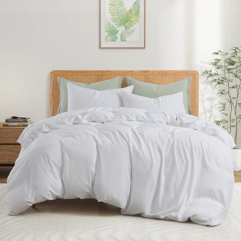 Premium 100% Viscose from Bamboo Duvet Cover Set, Breathable Moisture-Wicking for Hot Sleepers