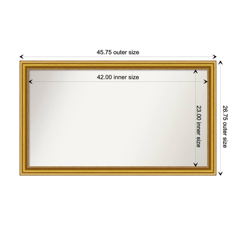 Townhouse Gold Framed Non-Beveled Custom Wall Mirror, Bathroom Vanity Mirror - Outer Size: 45.75 x 26.75
