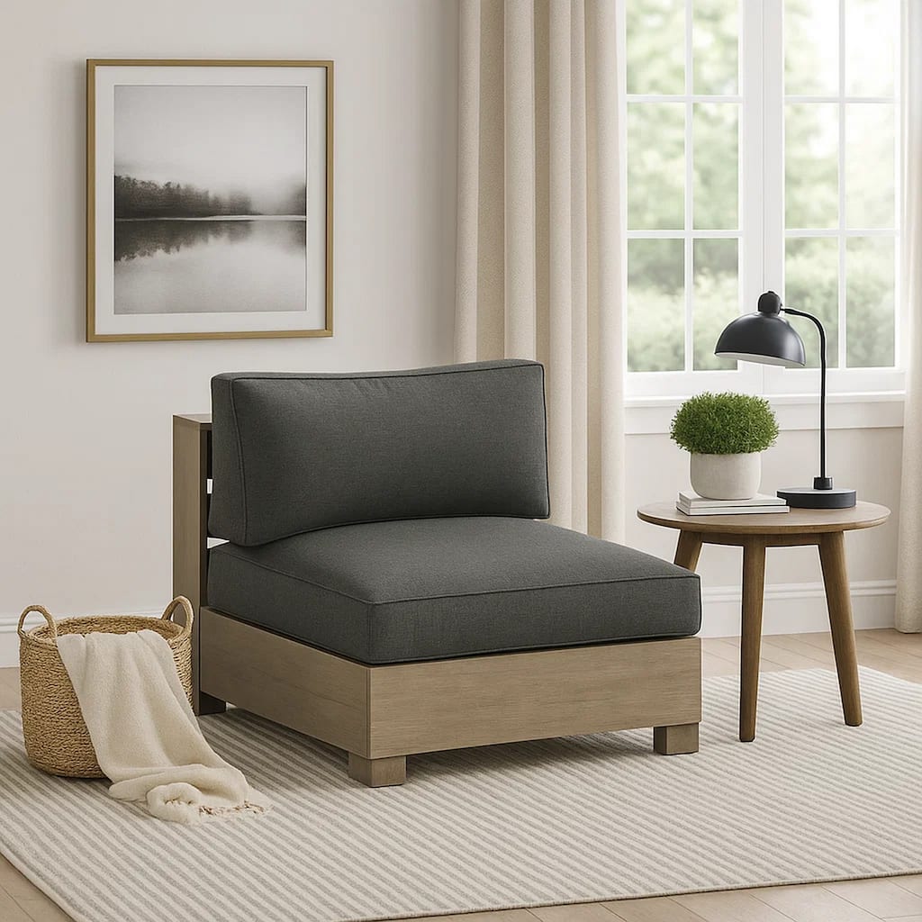 Mayo Outdoor Modular Armless Chair, Dark Gray Nuvella Fabric, Brown