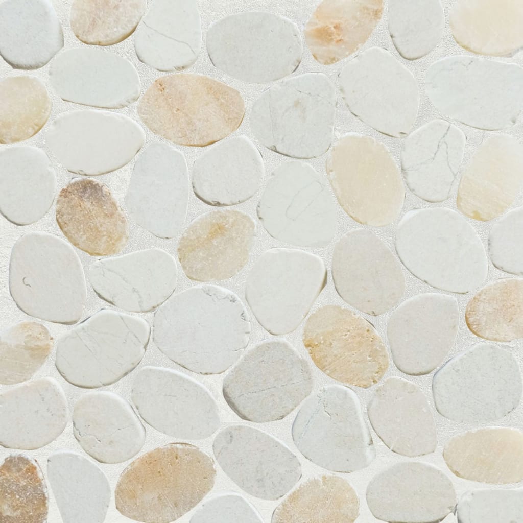 Oyster Sliced Pebble Mosaic, Backsplash Kitchen Walls, Shower and Bathroom Floors 12" X 12" (5 Sqft per case) - Case (5 Tiles)