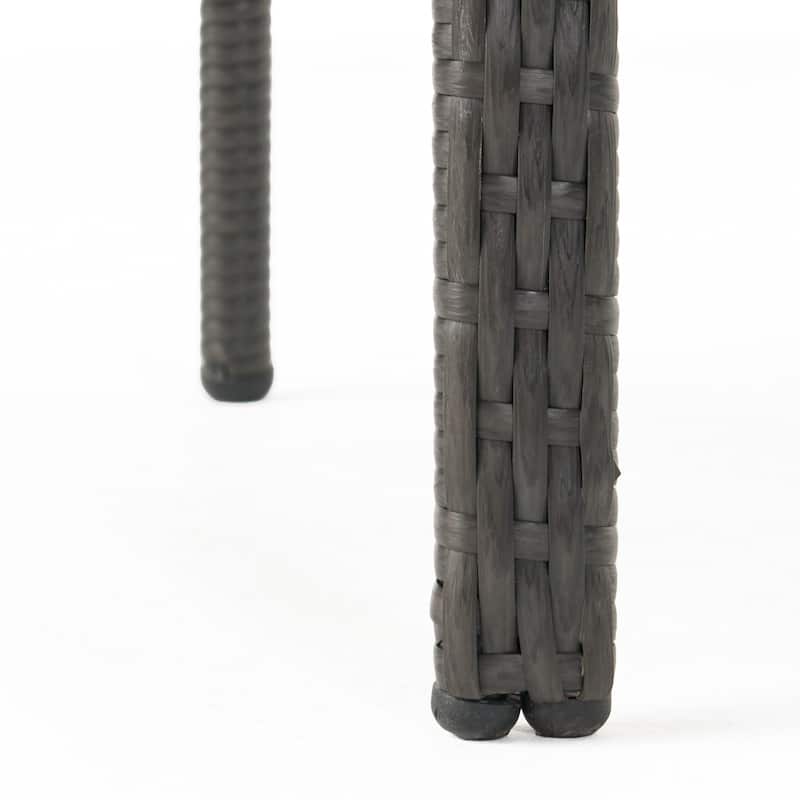 Roomfitters Outdoor PE Rattan Stacking Dining Chairs with Cushions, Patio Furniture Set of 4, Grey