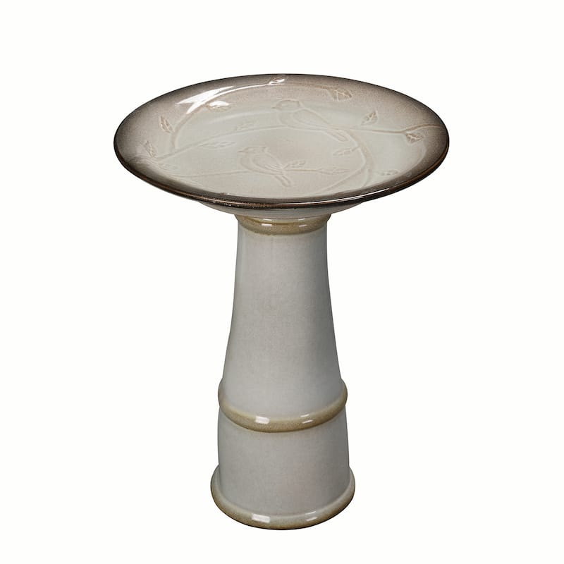 Ceramic Outdoor Patio Birdbath - 21.5" - Cream