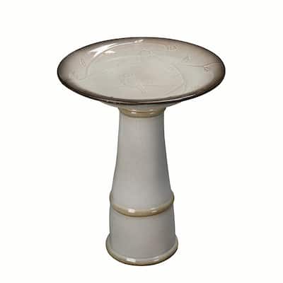 Ceramic Outdoor Patio Birdbath - 21.5" - Cream