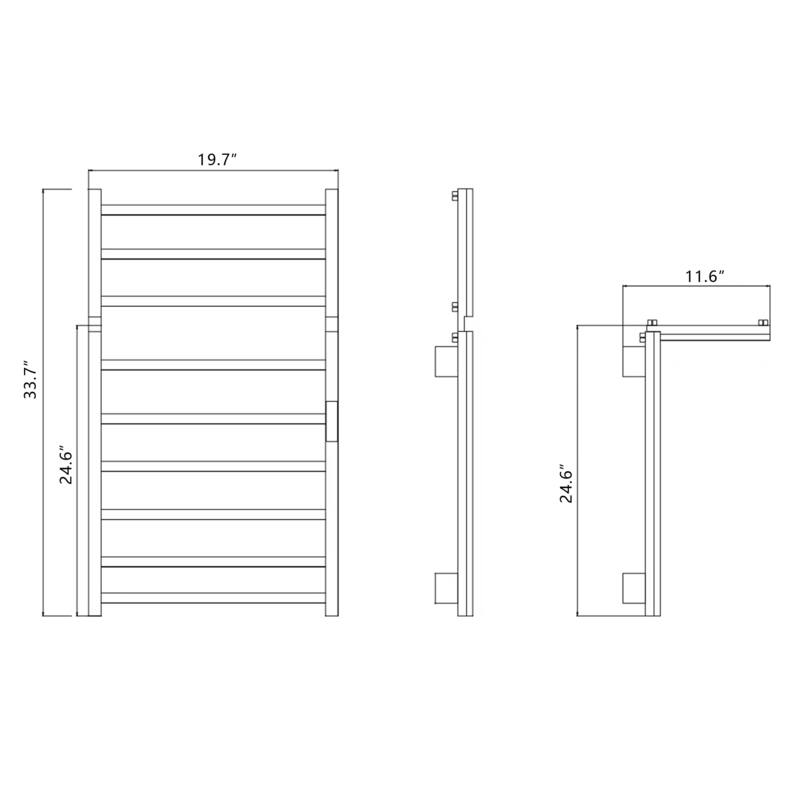 Heated Towel Rack 6-Bar Towel Warmer Rack Wall Mounted Electric Towel Drying Rack with Timer Plug-in/Hardwired