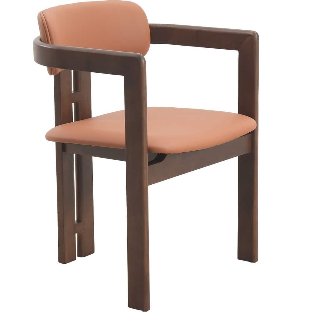 Velo Modern Leather Upholstered Solid Wood Accent Dining Chair with Open Back Side Armchair for Kitchen and Dining Spaces