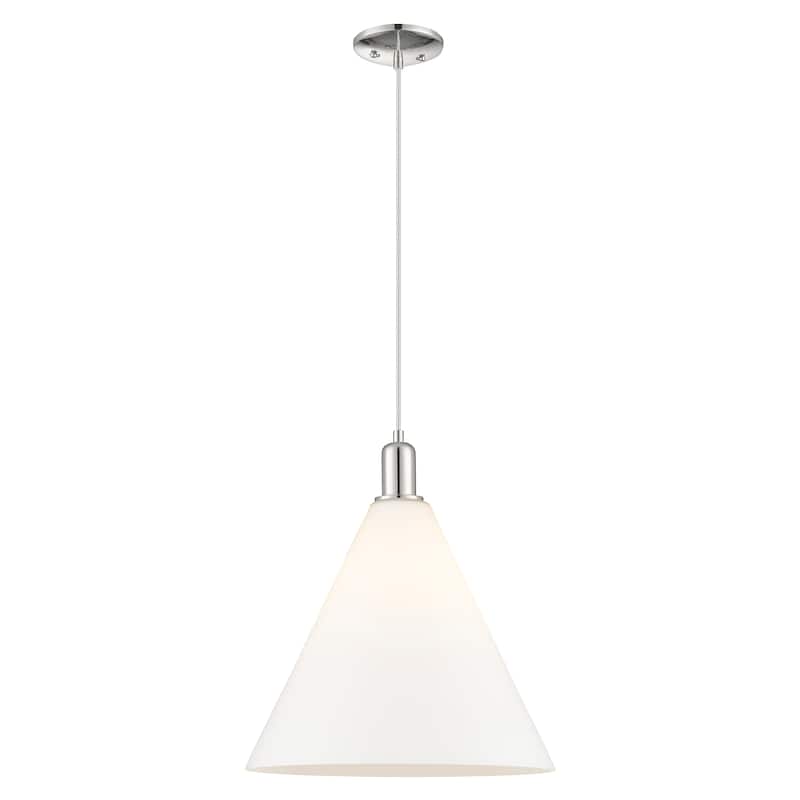 Innovations Lighting Endless Possibilities Arcadia - Berkshire Glass - 1 Light 16" Cord Hung Mini Pendant - Polished Nickel/Matte White