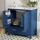 preview thumbnail 90 of 191, GDFStudio - Aurora Wood Bathroom Vanity Set with Ceramic Sink and Divided Drawers 30" - Blue