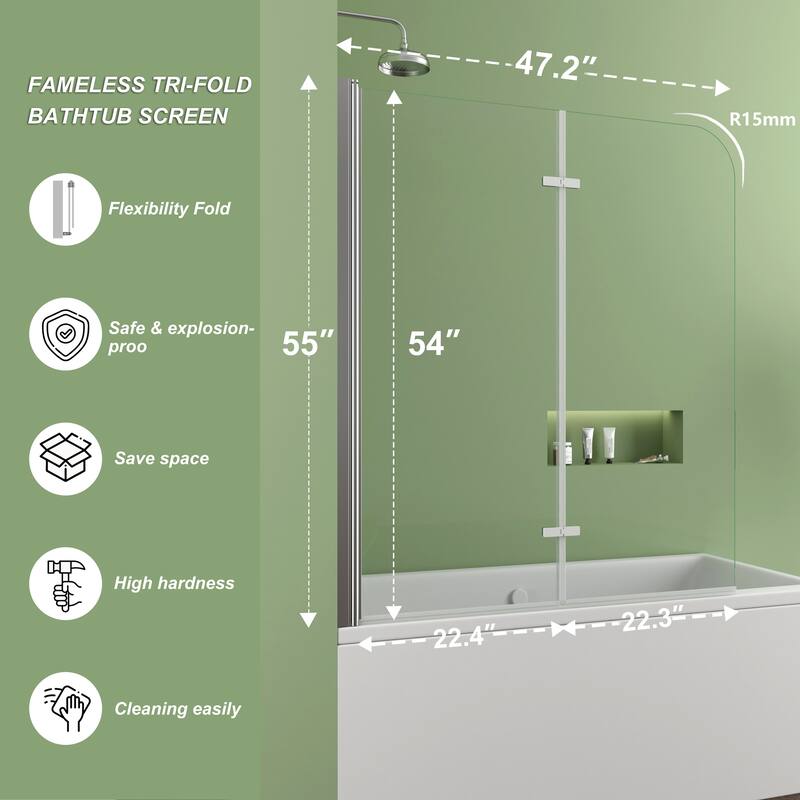 39 in. W x 55 in. H Pivot Tub Door in Matte Black with Clear Tempered Glass