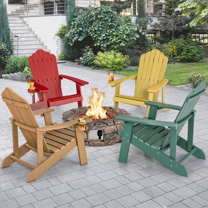 4 PCS Multicolor Adirondack Chair Patio Lounge Chairs w/ Cup Holder