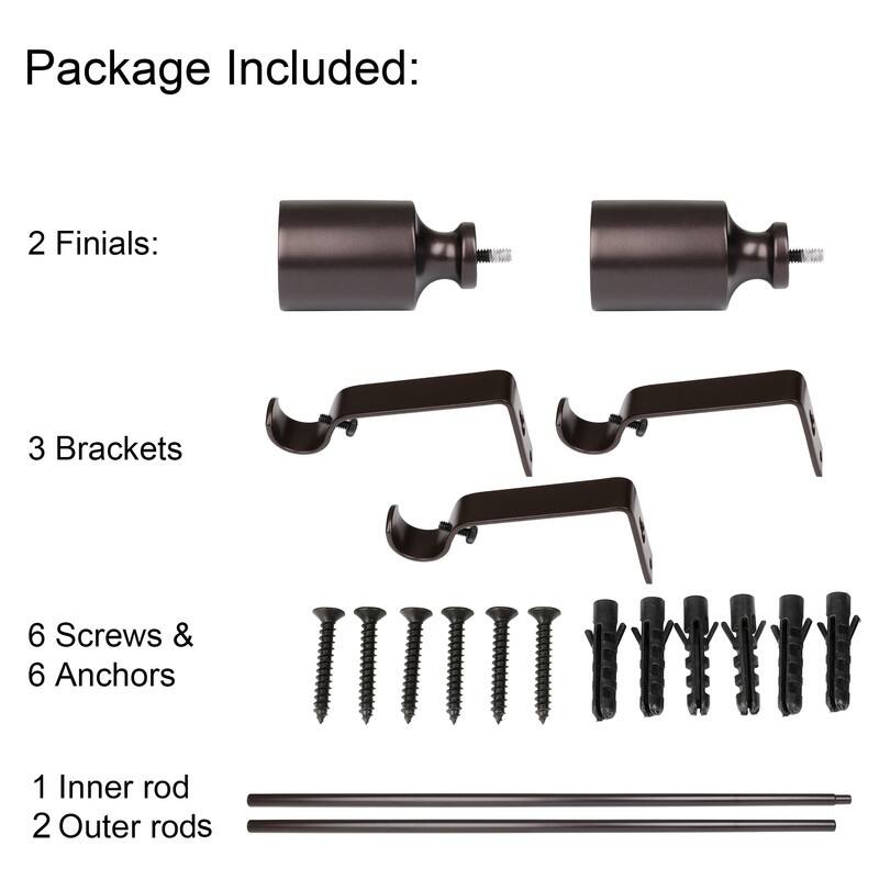 UTOPIA ALLEY Wall Mounted 3/4 Inch Curtain Rod - Curtain Rods For Windows 86 to 120 Inch, Adjustable Drapery Rods