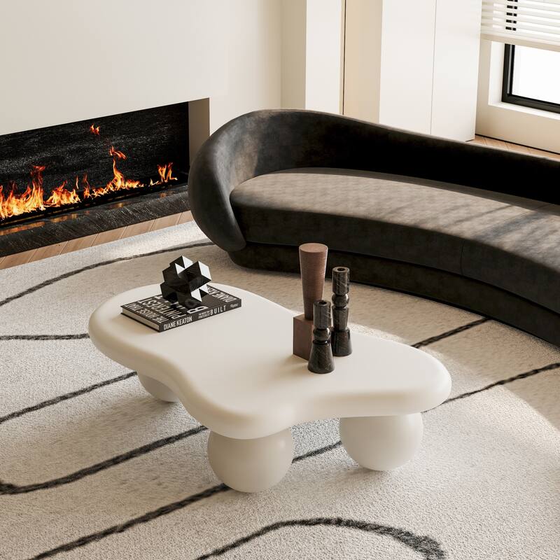 40" Cloud Shaped Coffee Table with 3 Ball Legs