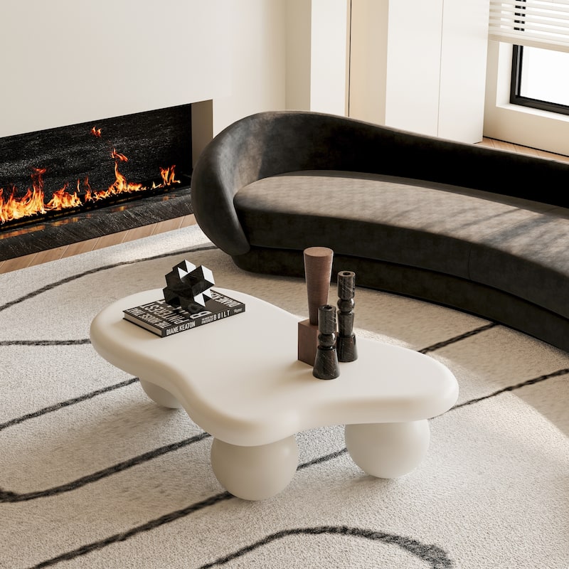 GDF Studio - Aurelia 40 Inch Cloud Shaped Coffee Table with 3 Ball Legs