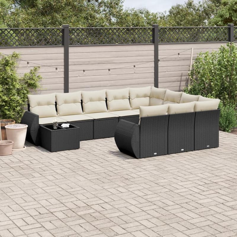 vidaXL Garden Sofa Set Black, Cream White - 21.7 x 21.7 x 14.6
