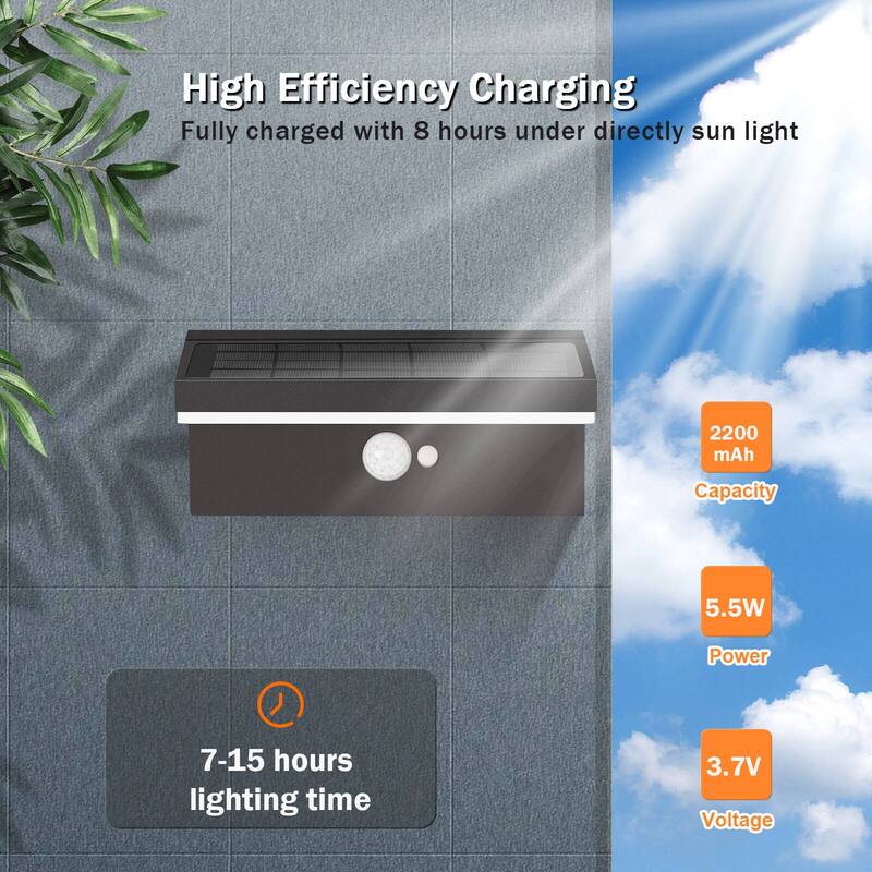 2-Pack Solar Outdoor Wall Light Dusk to Dawn LED Lantern IP54 17329 - 17329-2B