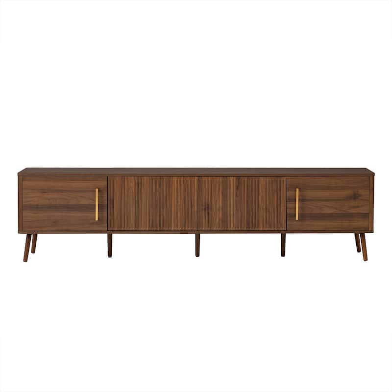 Walnut TV Stand Media Console Table for Living Room, Mid Century Modern Entertainment Center with Storage