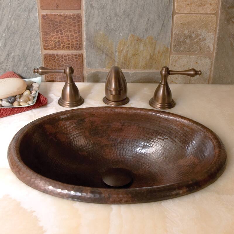 Native Trails Rolled Baby Classic 15-1/2" Copper Drop In Bathroom Sink