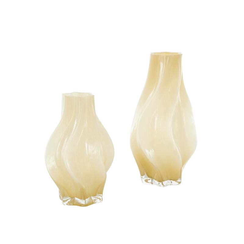 Blue or Yellow Glass Wavy Ombre Vase (Set of 2)