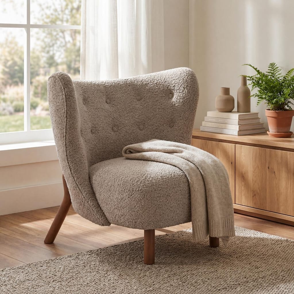 Christopher Knight Home - Aurora Modern Upholstered Accent Chair with High-Resilience Seat Cushion & Sculptural Backrest