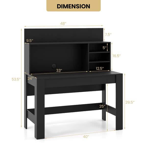 Gymax Home Office Computer Desk Study Table Writing Workstation Hutch ...