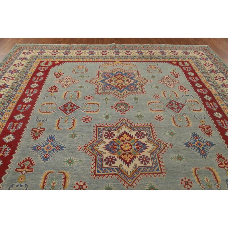 Light Blue Kazak Oriental Rug Hand-Knotted Living Room Wool Carpet - 9'9"x 12'8"