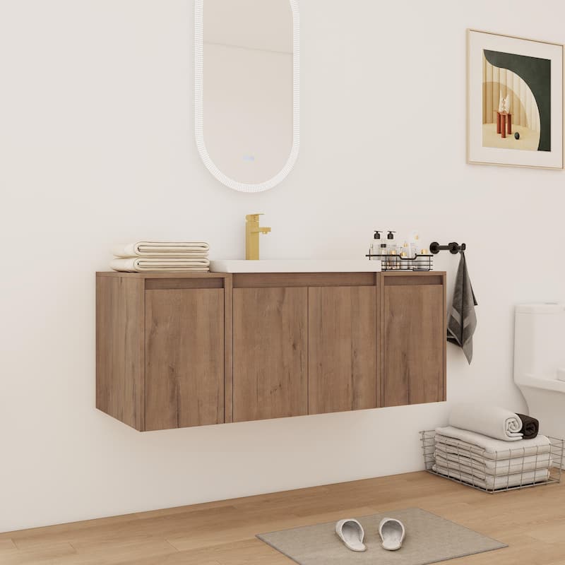 Bathroom Vanity With Sink In 24/36/48 Inch, Floating Bathroom Vanity With Soft Close Door