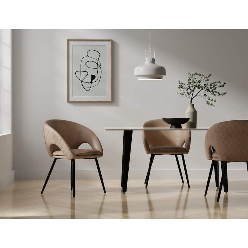 Dining Chair with PU Seat and Black Metal legs