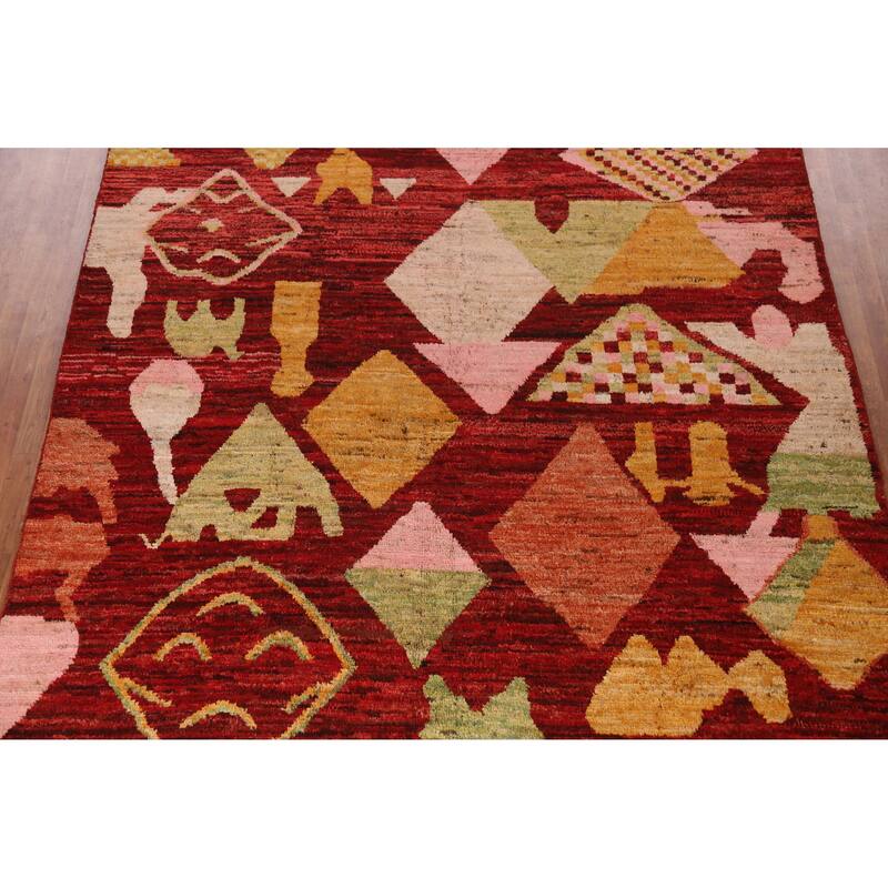 Geometric Moroccan Oriental Area Rug Bedroom Handmade Wool Carpet - 9'1" x 11'9"