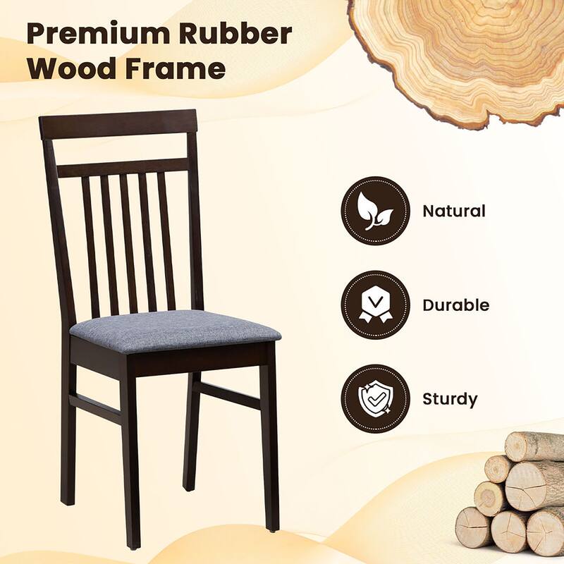 Gymax Upholstered Dining Chair Set of 4 Kitchen Armless Padded w/