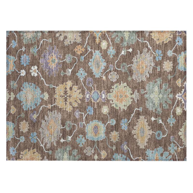 Machine Washable Indoor/ Outdoor Traditonal Delhi Chantille Rug