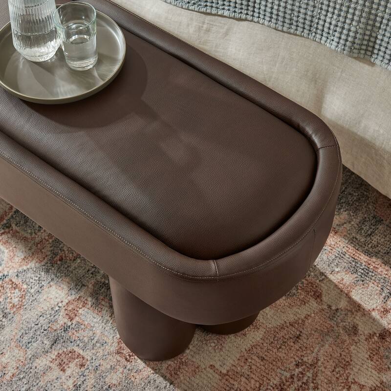 Mossi 52-Inch Oval Vegan Leather Bench