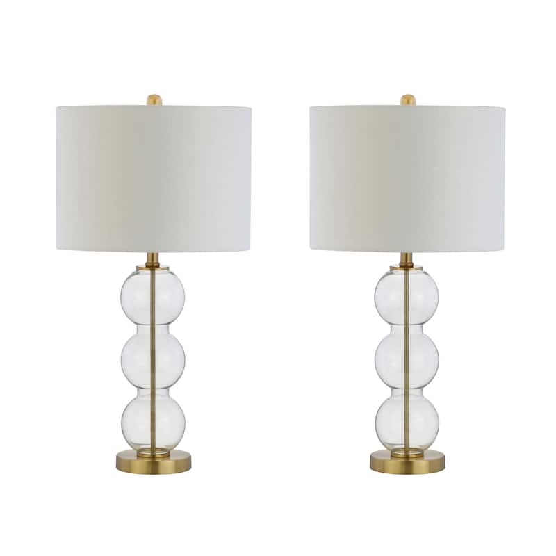 Ella 27" Glass Triple-Sphere LED Table Lamp, Mercury Silver/Chrome (Set of 2) by JONATHAN Y
