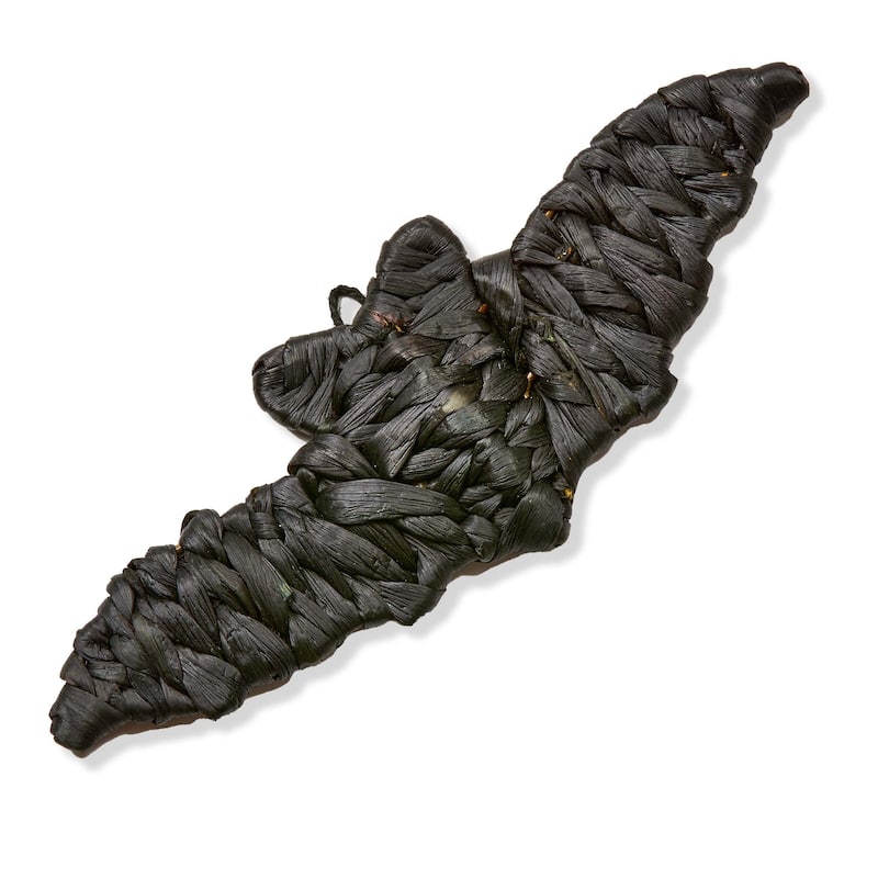 Small Woven Bat Wall Art Decorative Sculpture for Halloween Black Water Hyacinth 13x4x0.5 Inches Spot Clean