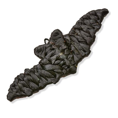 Small Woven Bat Wall Art Decorative Sculpture for Halloween Black Water Hyacinth 13x4x0.5 Inches Spot Clean