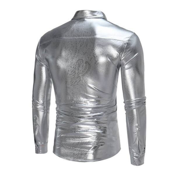 Shop Mens Casual Shirts Long Sleeves Nightclub Metallic Shirts