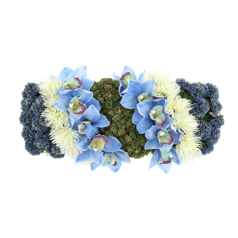 Sedum and Orchid Arrangement in Fiberstone Planter - 7