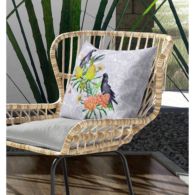 Songbird Flora Indoor/Outdoor Reversible Throw Pillow Purple and Multi