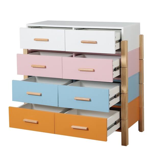 Modern Colorful 8 Drawers Dresser/Cabinet with Wood Handle for Bedroom - Bed Bath & Beyond - 42294760 Modern Colorful 8 Drawers Dresser/Cabinet with Wood Handle for Bedroom - Bed Bath & Beyond - 42294760