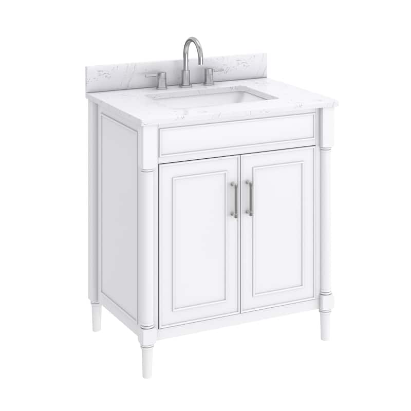 Avanity Bristol 31 in. Bath Vanity in White finish and Cala White Engineered Top