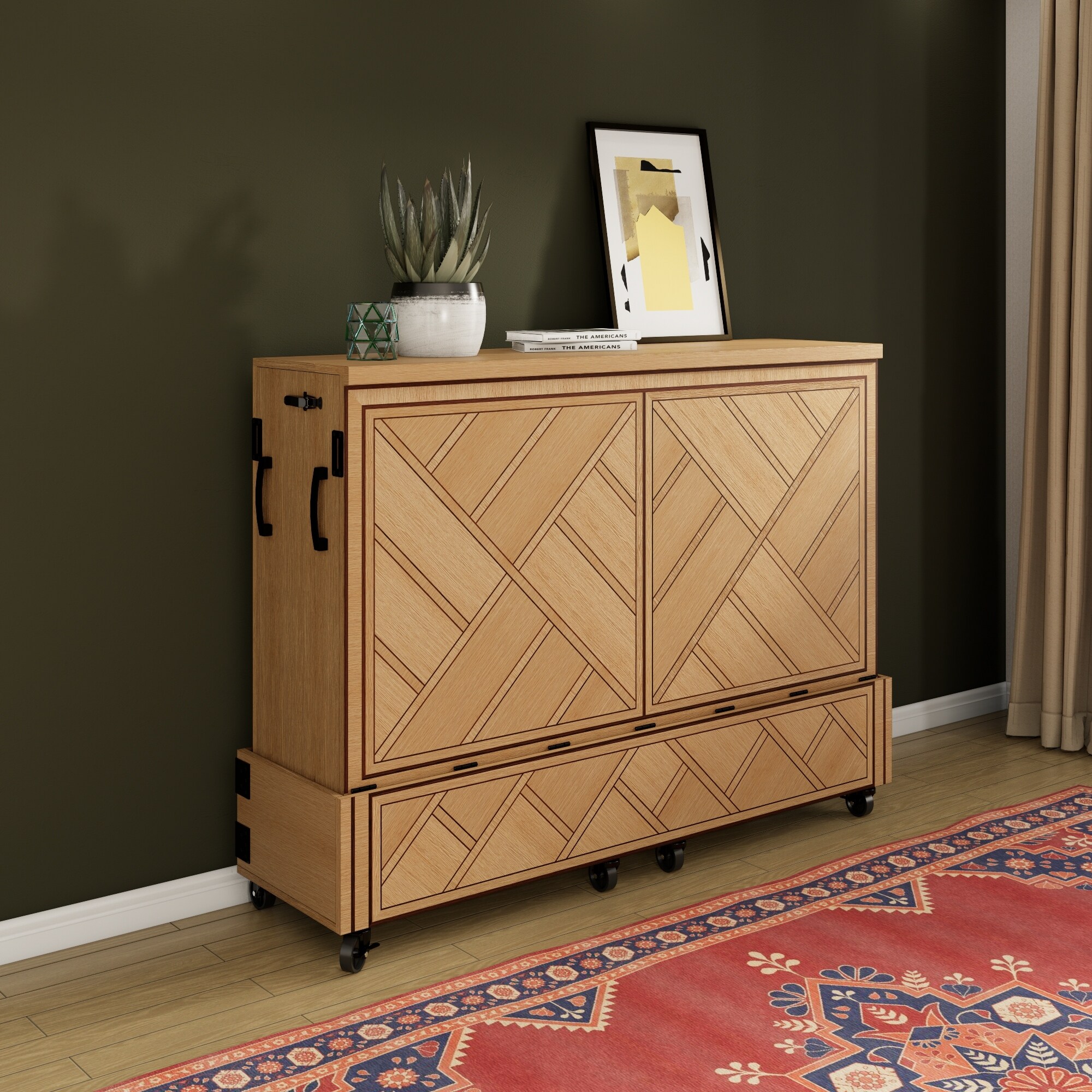 Rolling murphy bed cabinet discount