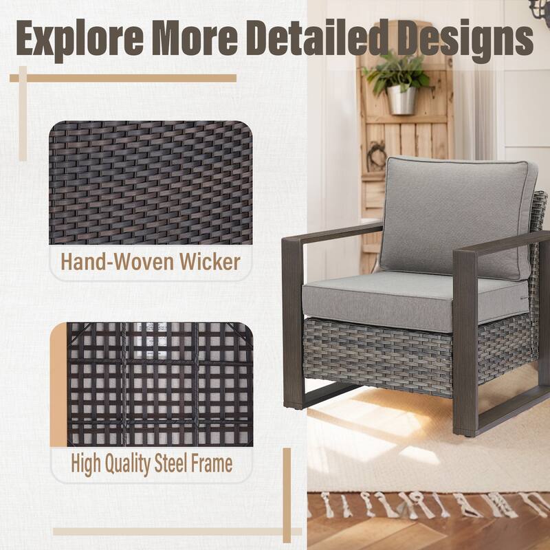 Gymojoy Outdoor Dining Chairs with Ottomans for Garden