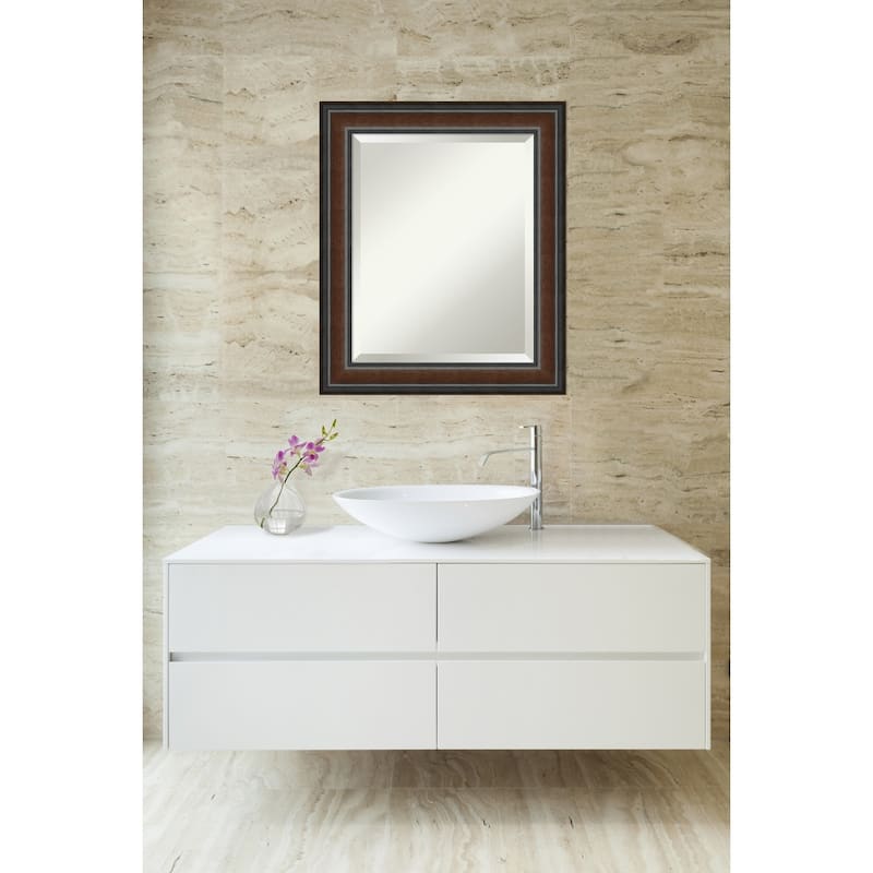 Beveled Wood Wall Mirror - Cyprus Walnut Frame
