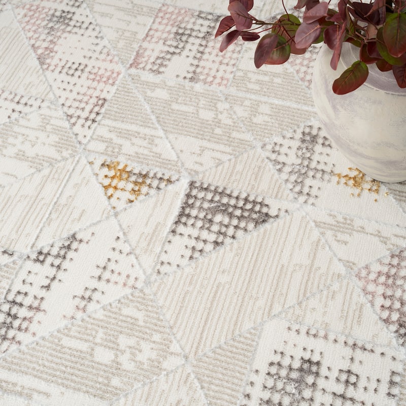 Nourison Glam Indoor Grey Geometric Area Rug