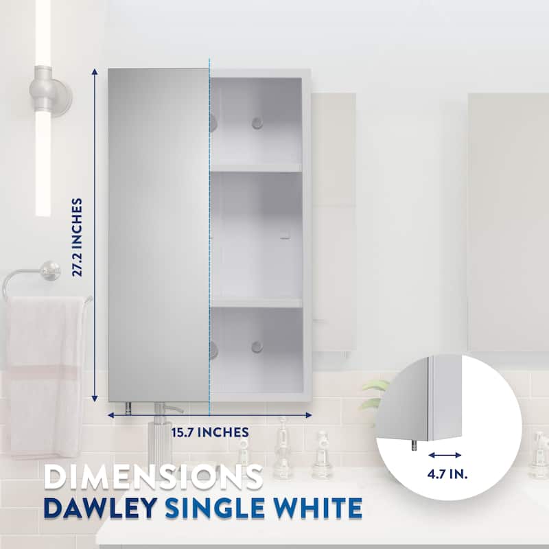 Croydex Dawley Medicine Cabinet, Ideal Bathroom Storage, High Quality White Steel Construction -