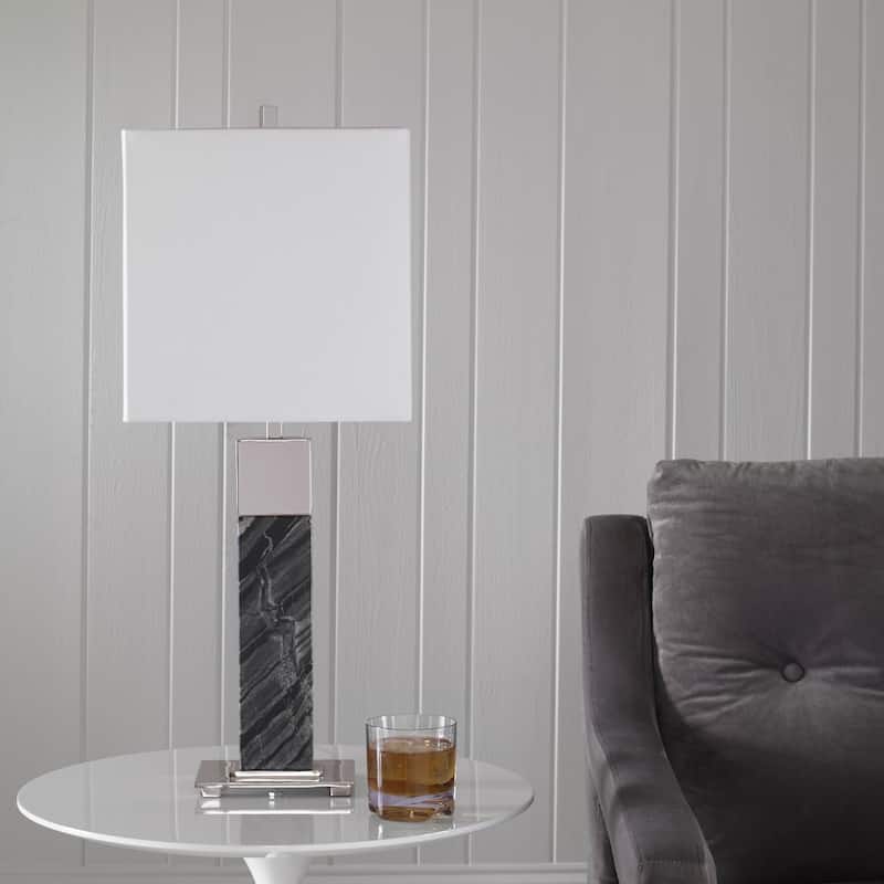Uttermost Pilaster Black Marble Table Lamp - 27"H,   Shade 11"H x 11"W x 9"D (in)