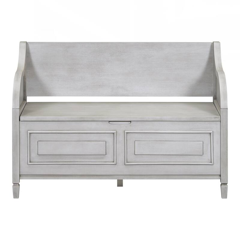 Rustic Style Solid wood Entryway Multifunctional Storage Bench with Safety Hinge