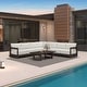 preview thumbnail 23 of 28, PURPLE LEAF Caesar L-Shaped White Outdoor Couch with 9.6" Thick for Yard Porch Deck Patio Conversation Sets 7 Seats+1 Table - L-shaped