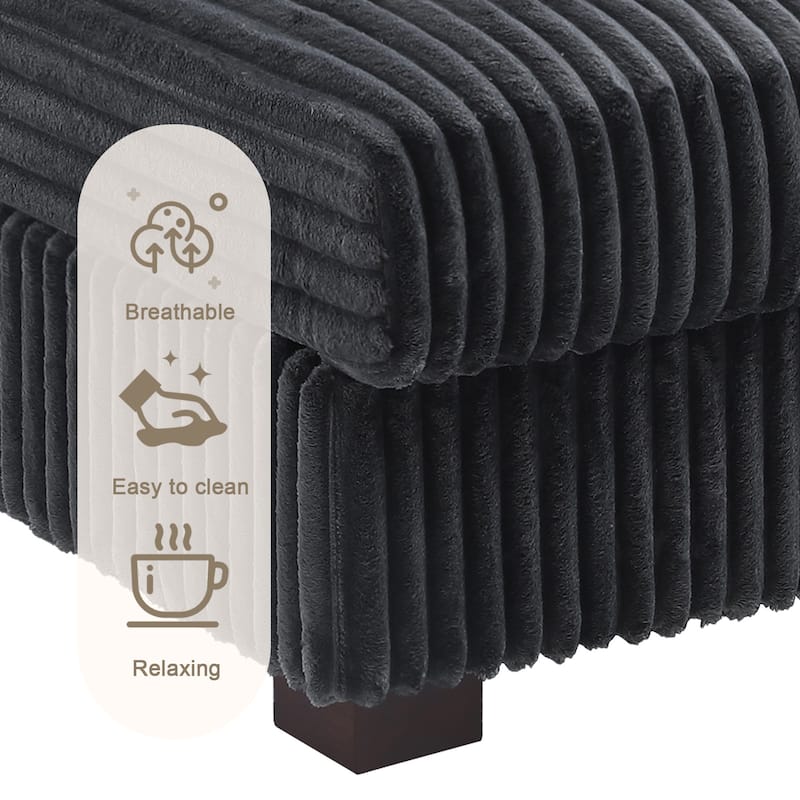 Anne 150" W Upholstered Plush Corduroy Modular Sectional Sofa