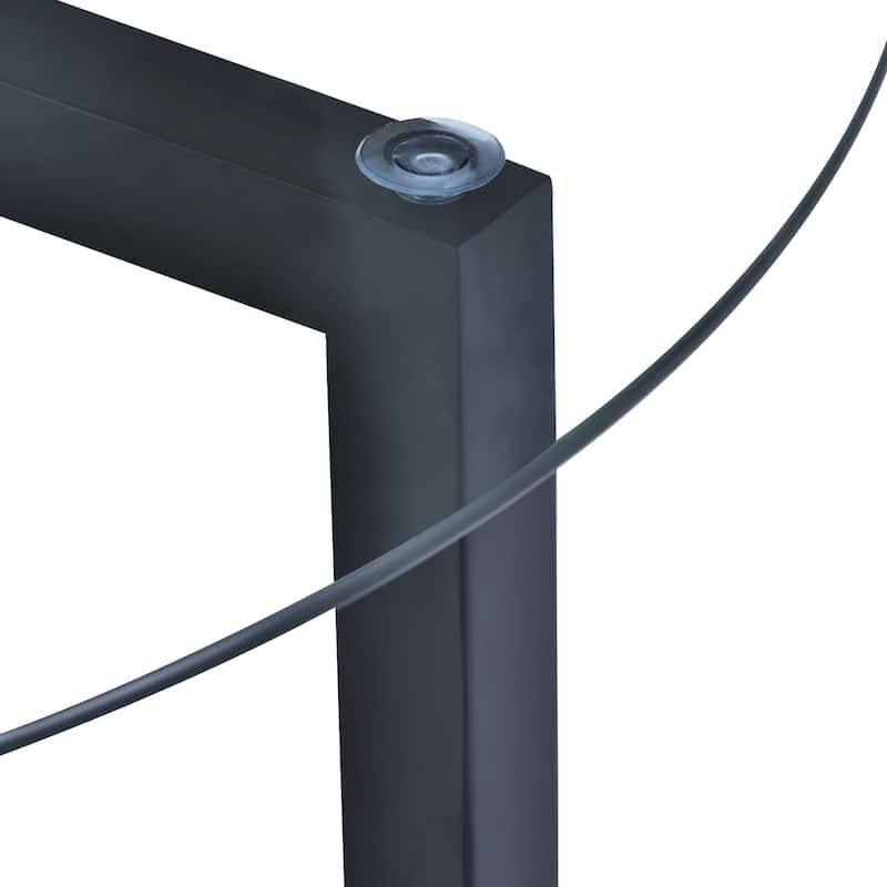 Round Glass Coffee Table with Tempered Glass Top and Wood Base - 35.43" W × 35.43" D × 17.72" H