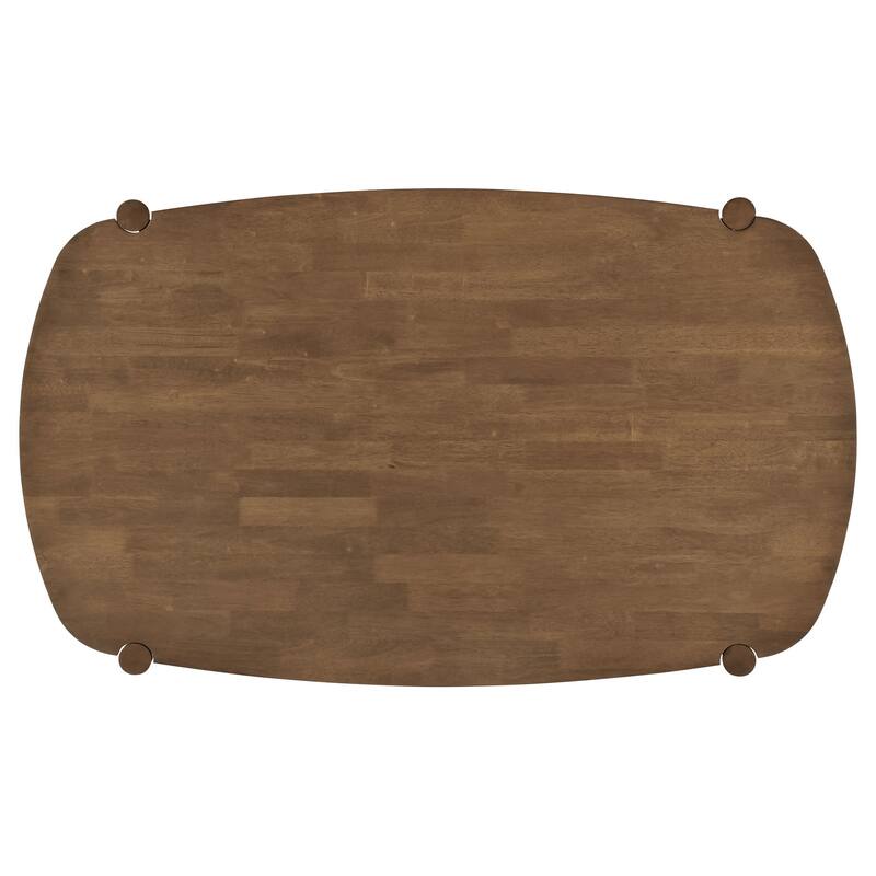 Dora Dining Table, 63 Inch Oval Top, Tapered Legs, Walnut Brown Solid Wood