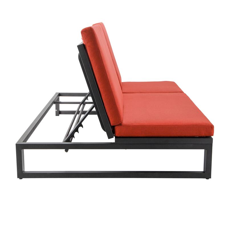 Chelsea Polyester Fabric Outdoor Lounge Chair with Four-Level Adjustable Backrest and Powder-Coated Aluminum Frame